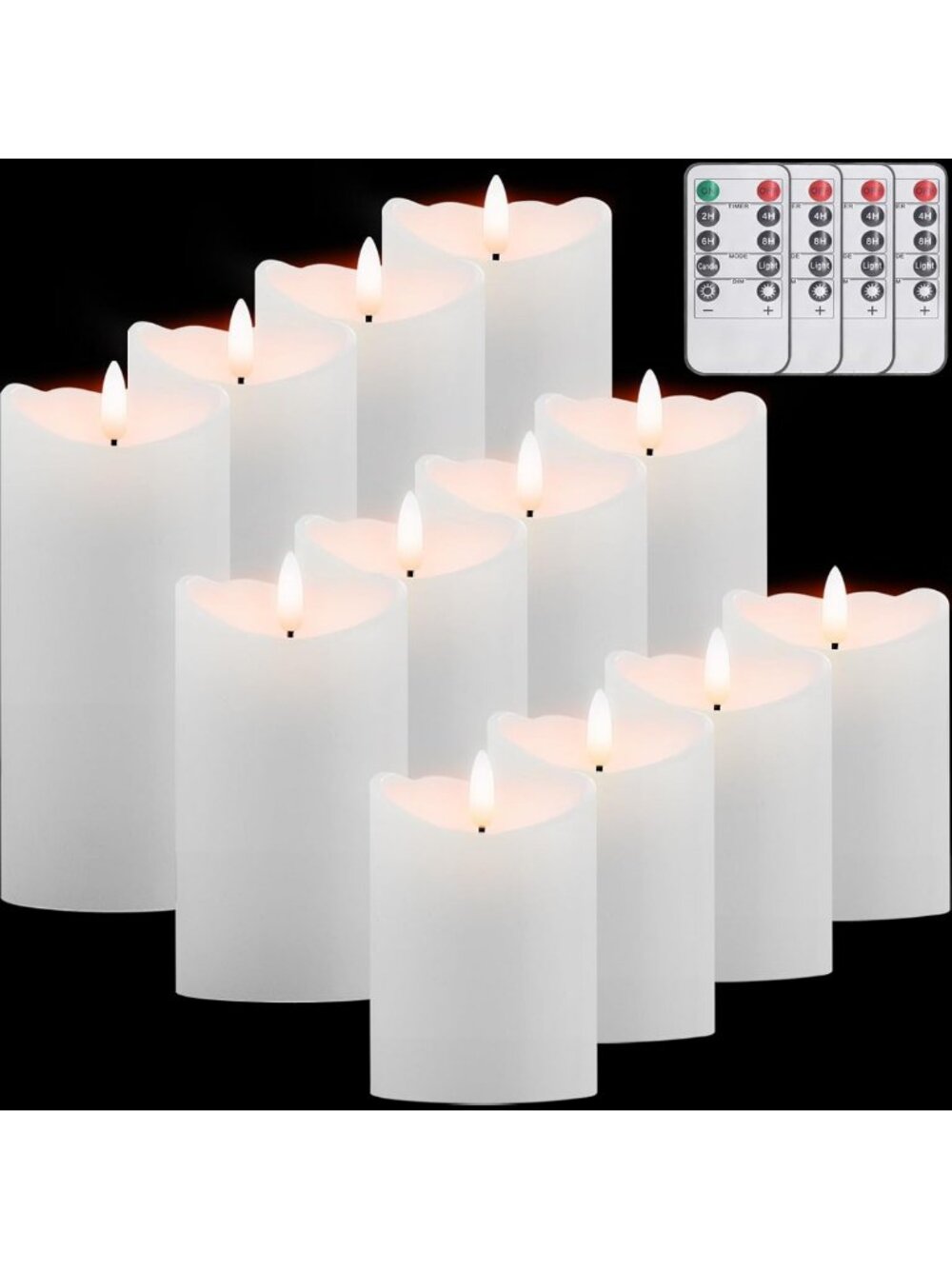 12 Pack Remote Control Flameless Pillar Candles with Timer - Safe & Elegant